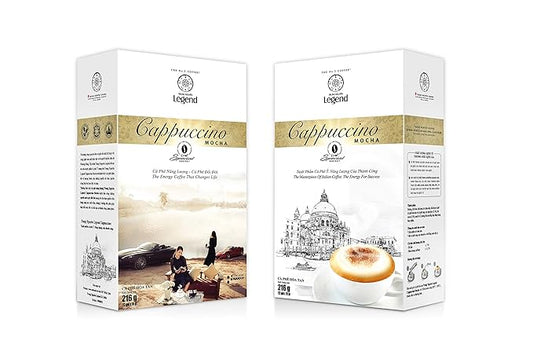 TRUNG NGUYEN LEGEND Cappuccino Mocha Instant Coffee Single Served Stick for Energy Boost (8oz - Box of 12 Sticks)