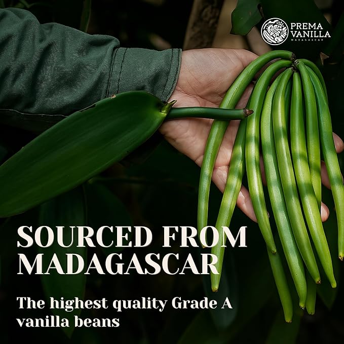 PREMA VANILLA Madagascar Vanilla Beans, Grade A Bourbon Pods For Making Vanilla Extract, Good For Cooking And Baking, Rich and Intense Aroma, Pack of 10 Beans Plus 1 Gift Bean