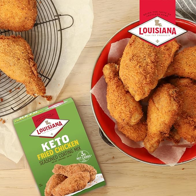 Louisiana Fish Fry Products Classic Fried Chicken Keto Seasoned Coating Mix ??5 oz, Pack of 6 ??Bake, Deep Fry, & For Use in Air Fryer ??Delicious & Crunchy Texture