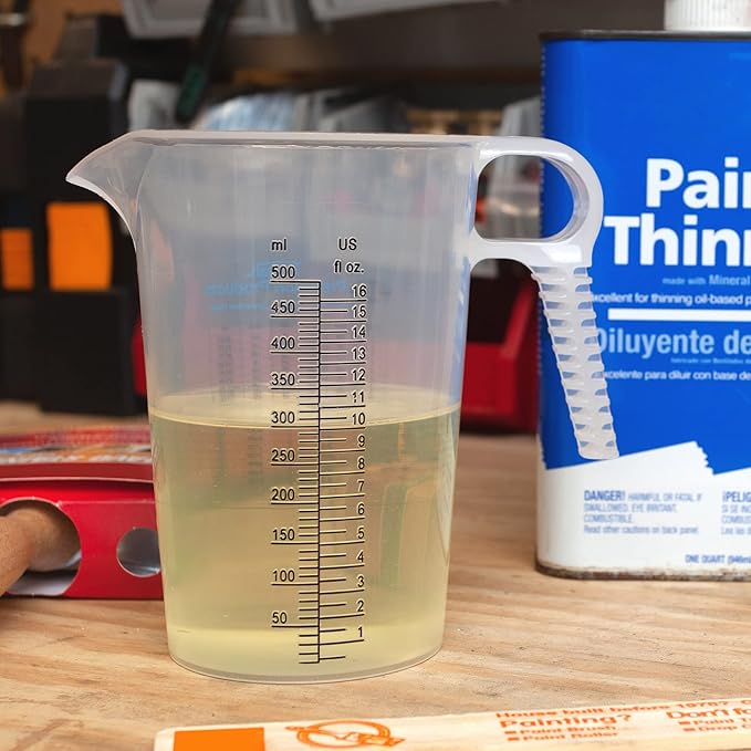 16oz, 1 Pint (2 cup) Measure Pitcher - Convenient Conversion Chart ??Multi Purpose Food Grade Great for Cooking, Hobbies, Shop Oil, Fluids, Pool Spa and Lawn with High Chemical Resistance by Turnah
