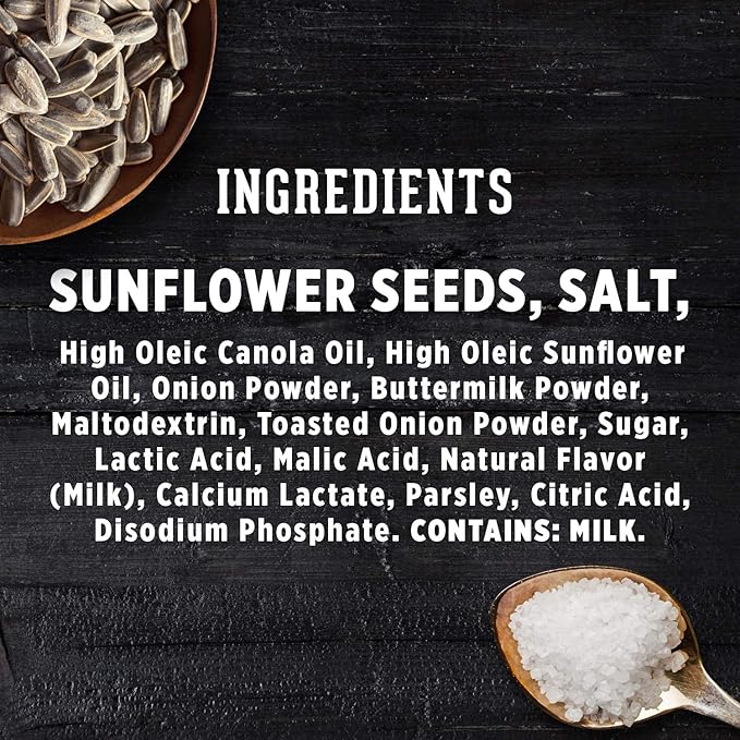 DAVID SEEDS Sour Cream & Onion Jumbo Sunflower Seeds, Keto Friendly, 5.25-oz. Resealable Bag (Pack of 12)