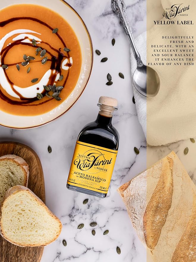 Via Farini Yellow Label Aceto Balsamico Di Modena IGP Aged Artisan Italian Balsamic Wine Vinegar 8.45 Fl Oz