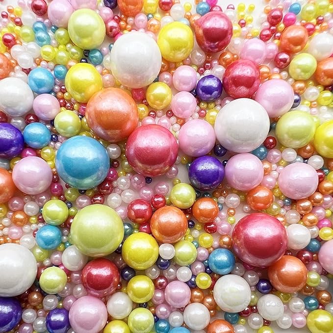 SE Si&Moos Rainbow Edible Pearls Rainbow Pearl Sprinkles for Cake Decorating Edible Cake Sugar Pearls Halloween Christmas Cookie Decorations Edible Cake Decorations for Cakes,Cupcakes Toppers 3.5 OZ with Tweezers