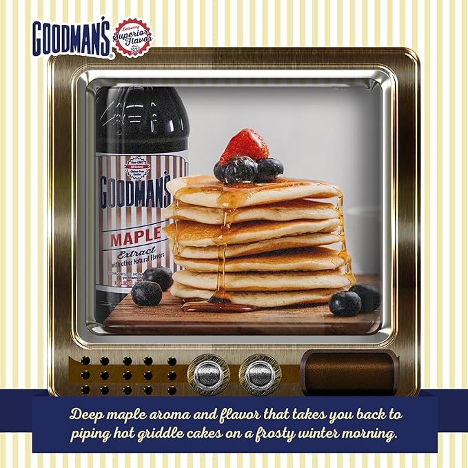 Goodman's Natural Maple Extract - Gluten-Free, Non-GMO, Kosher, Low Carb & Low Calorie, Low Alcohol, No Artificial Color, No Animal Products, No Sugar - Deep Maple Aroma for Baking & Cooking - 1 Pint