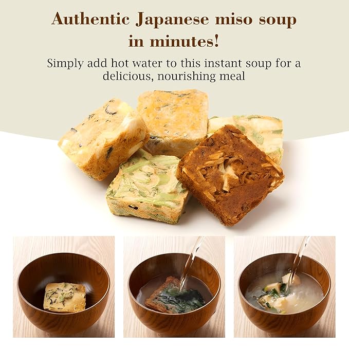 Fusion Select Freeze Dried Miso Soup Packets - Variety Pack with 4 Flavors - Vegetable, Shallot, Tofu & Okra Flavored Japanese Instant Miso - Just Add Water - 8 Single Serve Soup Packs, 2 per Flavor