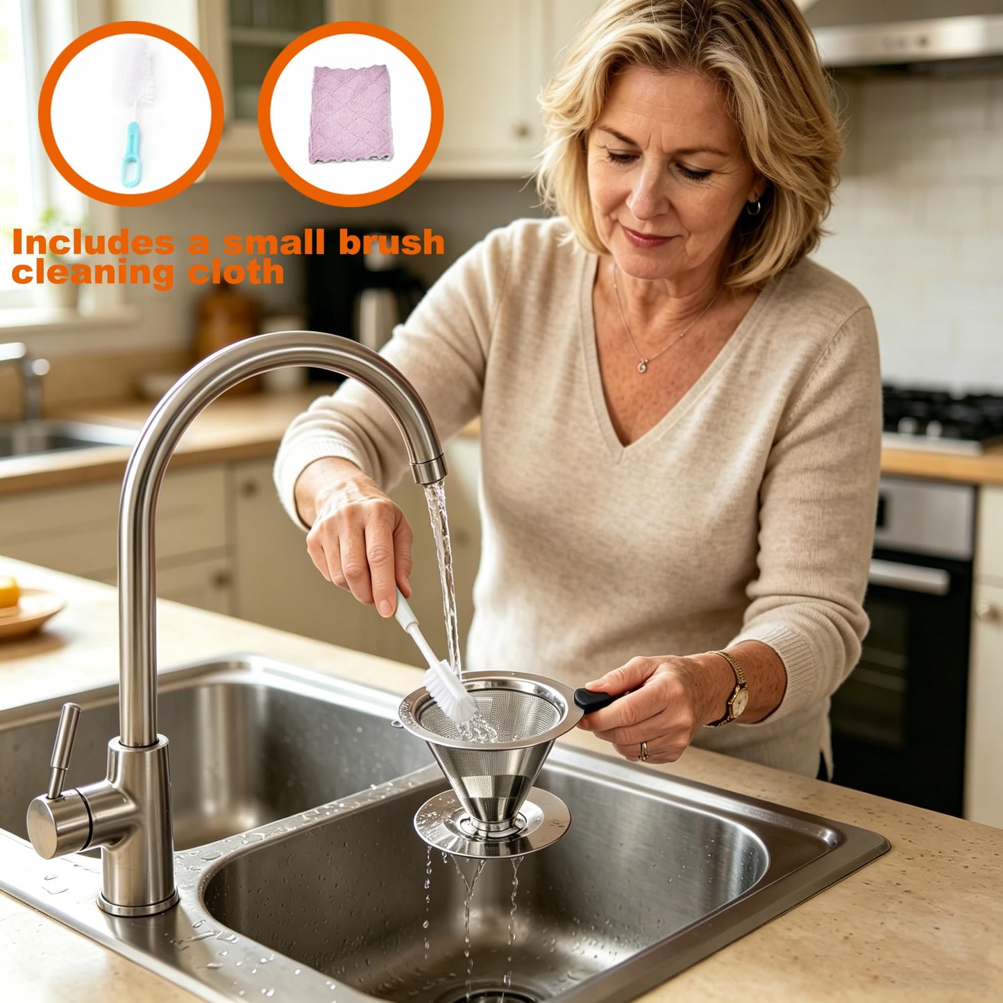 NKOVE Pour Over Coffee Dripper Stainless Steel Reusable Filter Coffee Maker