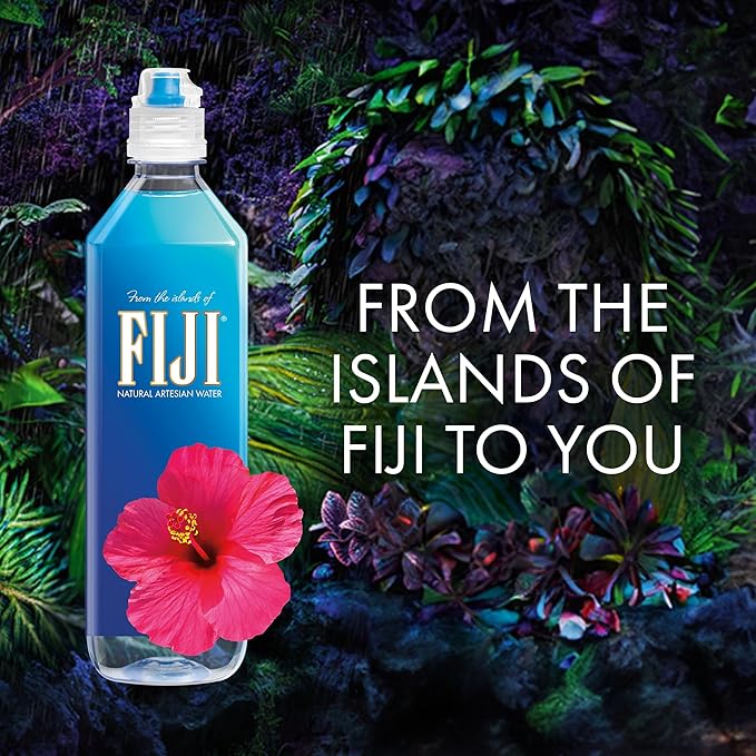 FIJI Natural Artesian Bottled Water 700mL / 23.7 Fl Ounce (Pack of 12) - Sports Cap - 100% Natural Electrolytes