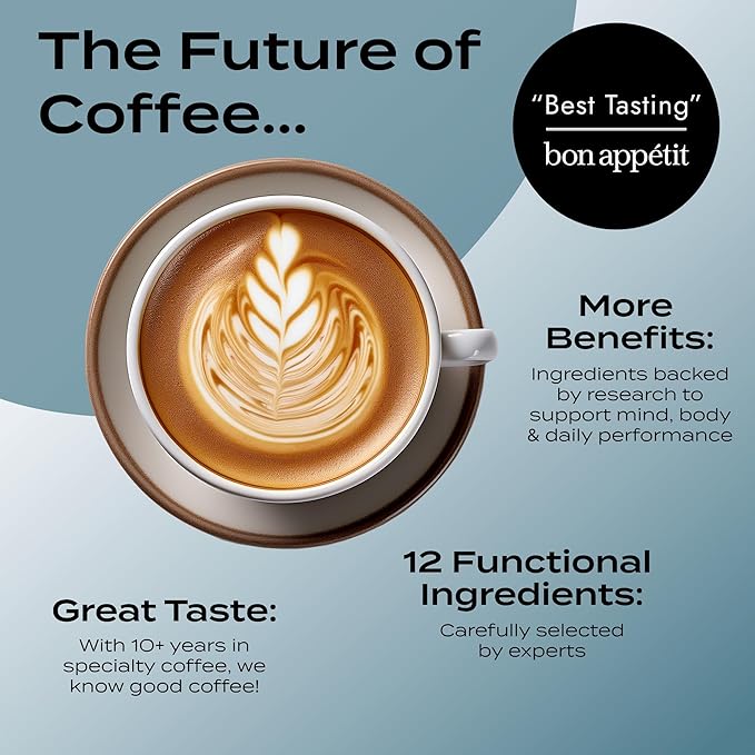 Atlas+ Coffee Superblend??Instant Mushroom Coffee with Lion?™s Mane, Reishi, Cordyceps, Ashwagandha, Probiotics, Vitamin D3 & B12??for Energy, Focus, Immunity & Gut Health??56 Servings (2 Bags)