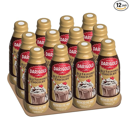 Darigold Old Fashioned Chocolate Milk 2 Percent, Reduced Fat Shelf Stable Milk with Real Cocoa & 6 Essential Nutrients, 19g Protein, rsBT Free - 14oz, 12 Pack (Chocolate)