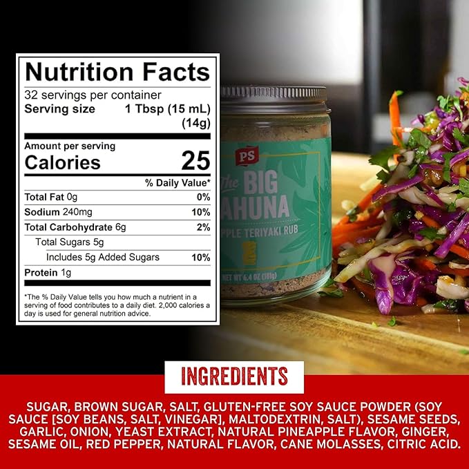 PS Seasoning Big Kahuna Pineapple Teriyaki Rub - Hawaiian BBQ Seasoning and Dry BBQ Rubs for Smoking, Grilling, Baking, Roasting - Tropical Flavor Spice Blend for Chicken, Pork, Beef, Fish, Vegetables