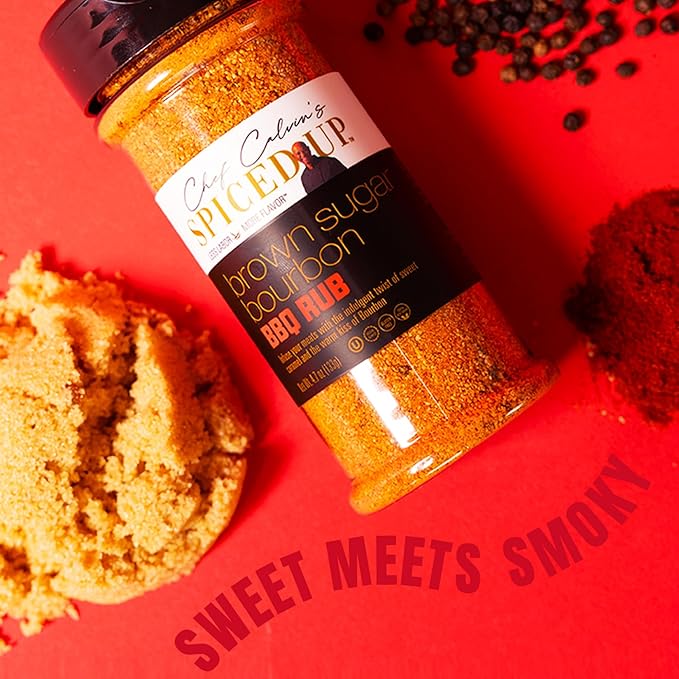 Brown Sugar Bourbon Seasoning - BBQ Rubs And spices For grilling - Gourmet Barbecue Seasoning With Bourbon And Brown Sugar - Perfect for Ribs, Chicken, Pork And Brisket- Spiced Up By Chef Calvin