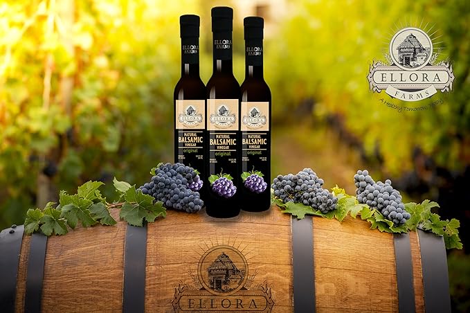 Ellora Farms, Plain Natural Balsamic Vinegar, Award-Winning, Thick and Creamy, No-added Sugars, No-Preservatives, Glass Bottle, 8.45 oz., Pack of 1