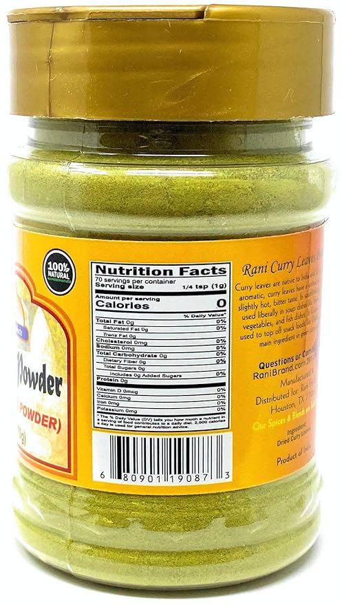 Rani Curry Leaves Powder (Kari Neem Patha) Indian Spice 2.4oz (70g) PET Jar ~ All Natural | Vegan | Gluten Friendly | NON-GMO | Indian Origin