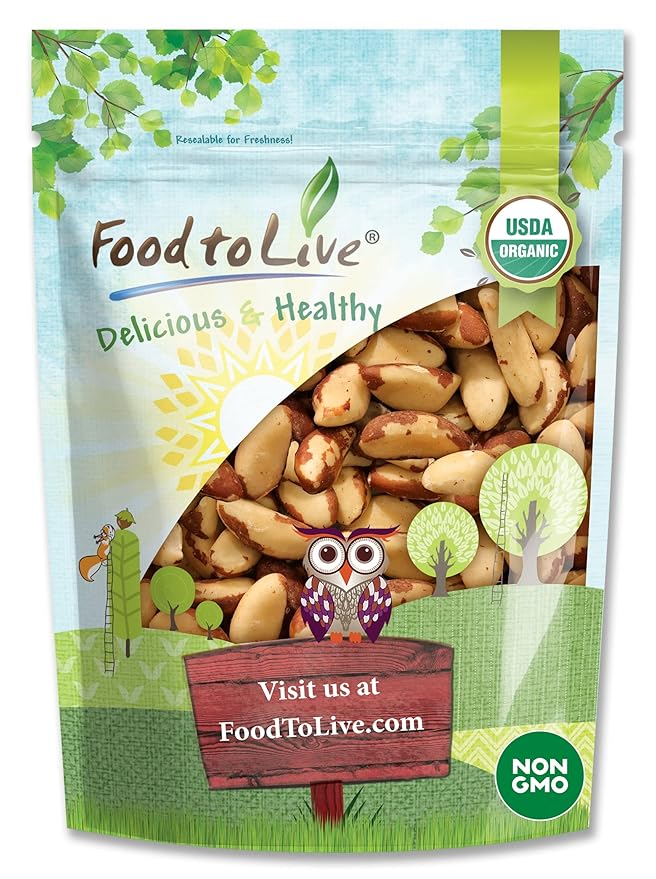 Food to Live - Organic Brazil Nuts, 4 Pounds Non-GMO, Raw, Whole, No Shell, Unsalted, Kosher, Vegan, Keto, Paleo Friendly, Bulk, Trail Mix Snack, Good Source of Selenium