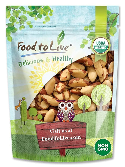 Food to Live - Organic Brazil Nuts, 4 Pounds Non-GMO, Raw, Whole, No Shell, Unsalted, Kosher, Vegan, Keto, Paleo Friendly, Bulk, Trail Mix Snack, Good Source of Selenium