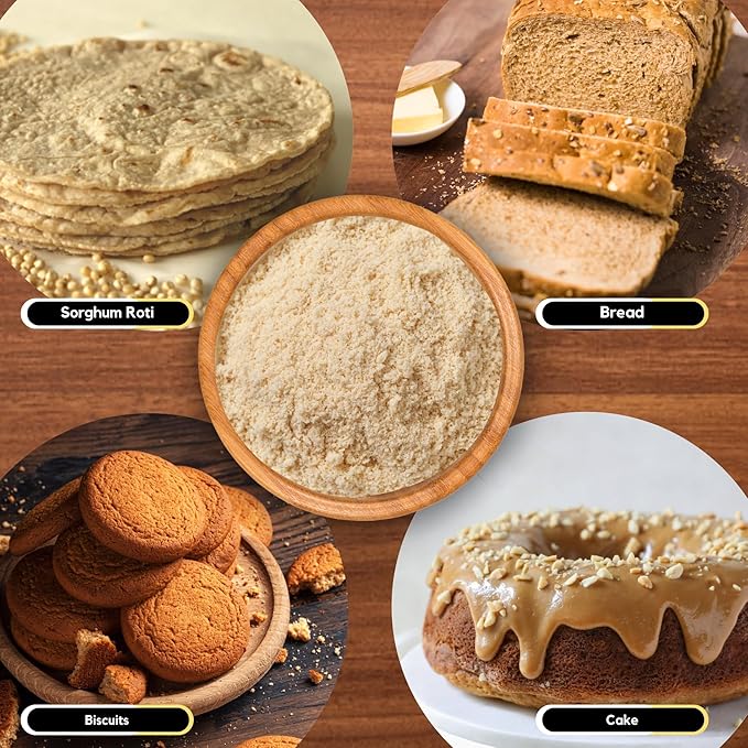 Organic Zing Pure and Organic Sorghum Flour | Organic Jowar Flour | Sorghum Flour Gluten Free | USDA Certified | Product of India - 454gm