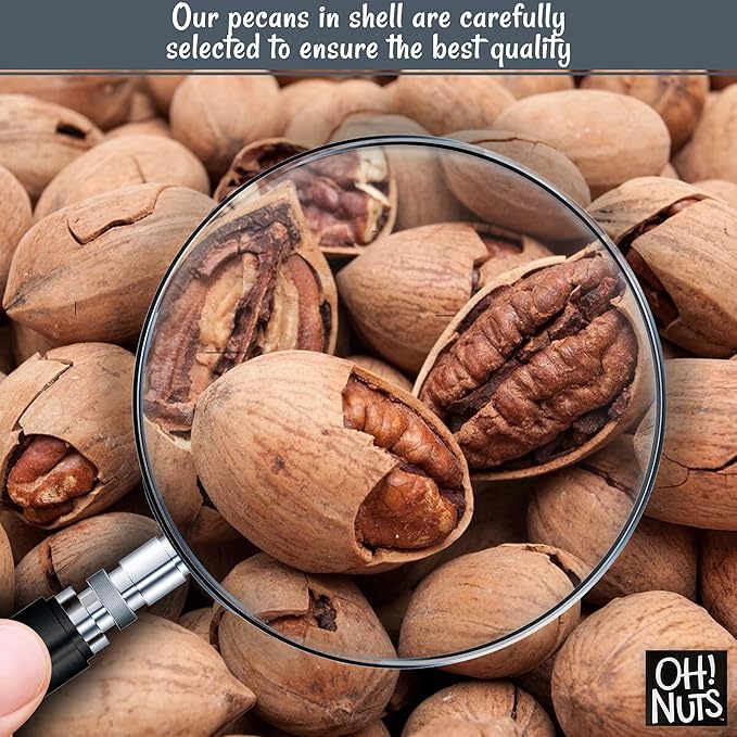 Oh! Nuts Pecans in Shell - Raw - 100% Natural - 2 lb - High-Protein Pecans - Packed in New York Zip-Seal Bag for Exceptional Freshness