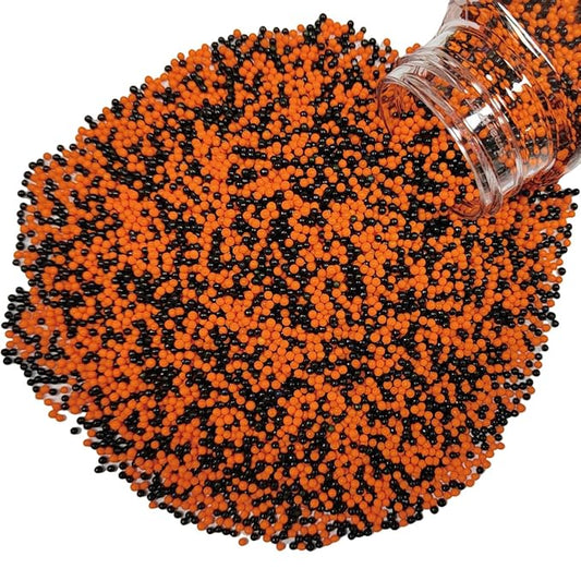 Homankit Halloween Sprinkles Orange and Black Nonpareils Sprinkles Edible Cookie Decorations Mini Pearls for Decorating Cake, Baking, Cupcake Toppers, Ice Cream, Donuts 3.88 Ounce