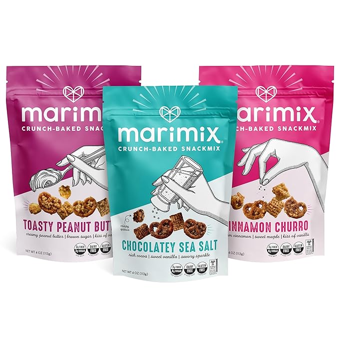 Marimix Sweet Snack Mix | 3 Pack | Crunch Baked Sweet & Salty Savory | Plant Based Naturally Gluten Free Whole Grain Fiber | Charcuterie Pretzel Trail Party Mix | No Artificial Ingredients