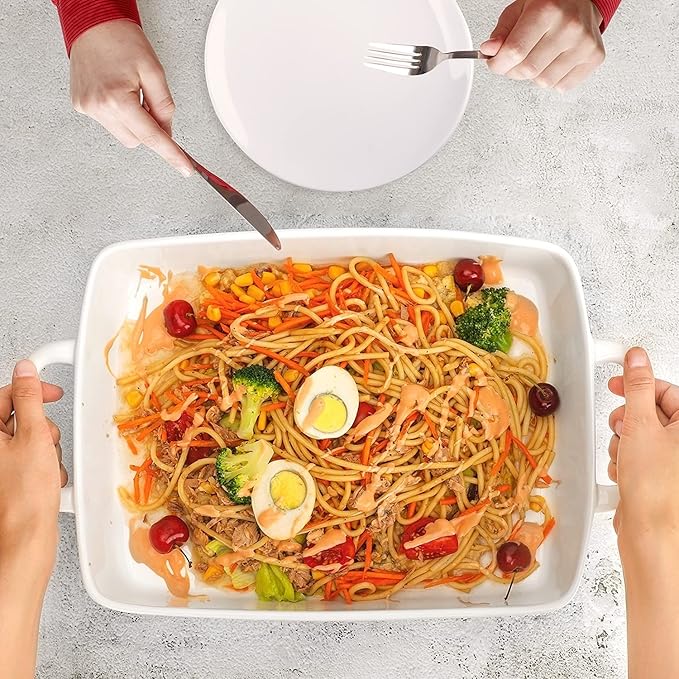 Baking Pan Rectangular, Oven Dish Baking Tray, Heavy Duty Ceramic Pans for Cake, Lasagna, Banquet and Daily Use, 3.6 Quart High Capacity