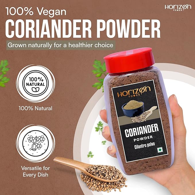 Horizon Foods Premium Red Chili Powder - 200g Indian Spice Blend for Tikka Masala Sauce, Mexican Oregano & Mixed Vegetables. Perfect Seasoning with Guajillo Chiles & Ancho Chili Flakes in Your Indian Spice Box (200g, Coriander Powder)