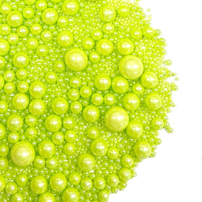 Sprinkles Edible Green Pearl Sugar Sprinkles Candy 142g/5.01oz Mix Size Green Pearls Baking Cupcake Toppers Cookie Ice Cream Decorations for Wedding Parties Valentines Day Halloween Christmas