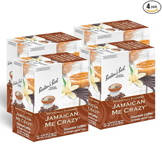 Boston’s Best - Jamaican Me Crazy Flavored Delicious Gourmet Coffee, Compatible with Keurig Coffee Maker, 24 Count (Pack of 4)