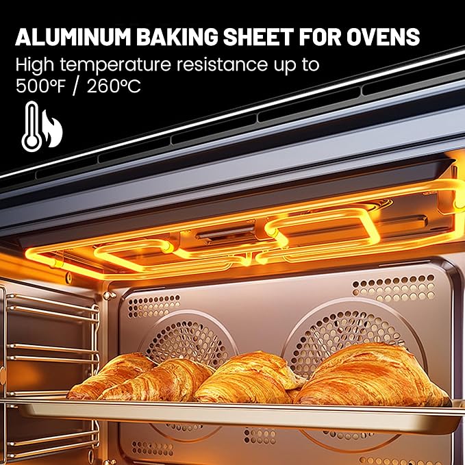 6 Pack Full Size Baking Sheet Pan Aluminum Commercial Pan for Oven Freezer Bakery Hotel Restaurant 18" × 26"