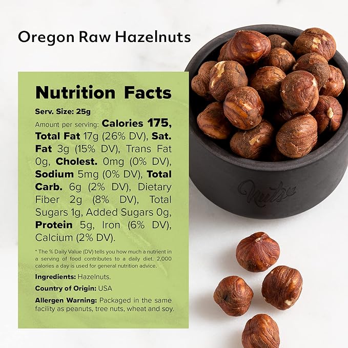 NUTS U.S. - Oregon Hazelnuts (Filberts) | Raw and Unsalted | Steam Pasteurized and NON-GMO | No Shell - Just Kernels | JUMBO SIZE | Packed in Resealable Bags!!! (1 LB)