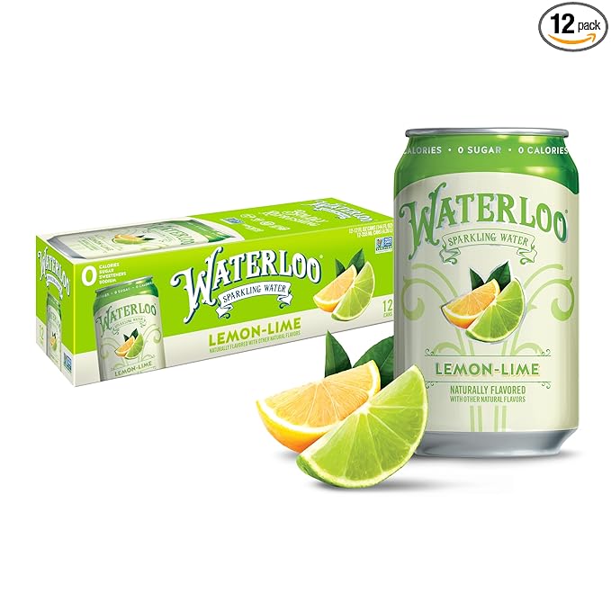 Waterloo Sparkling Water, Lemon-Lime Naturally Flavored, 12 Fl Oz Cans (Pack of 12) – Zero Calories and Zero Sugar or Sweeteners