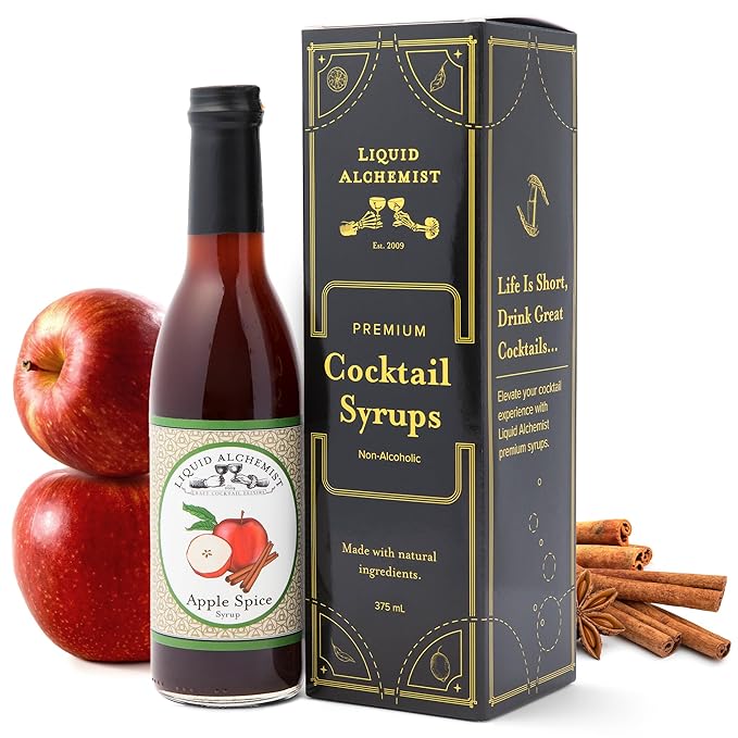Liquid Alchemist Apple Spice Syrup for Cocktails - Real Ingredients Make our Apple Syrup for Drinks Perfect for a Fall Themed Old Fashioned Mix (12.7 oz)