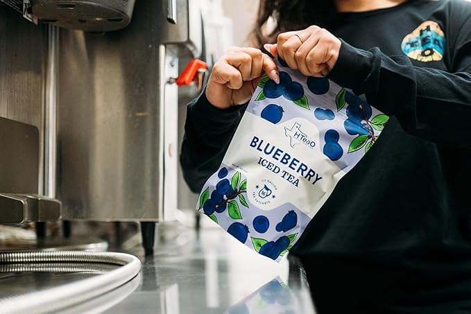 HTeaO Blueberry Green Tea – Texas-Style Flavored Iced Tea Bags for Summer – Instant Ice Tea Packets for Quick Brew - Loaded Tea Sachets Ready in 5 Minutes (8-Count, Makes 4 Gallons Total)