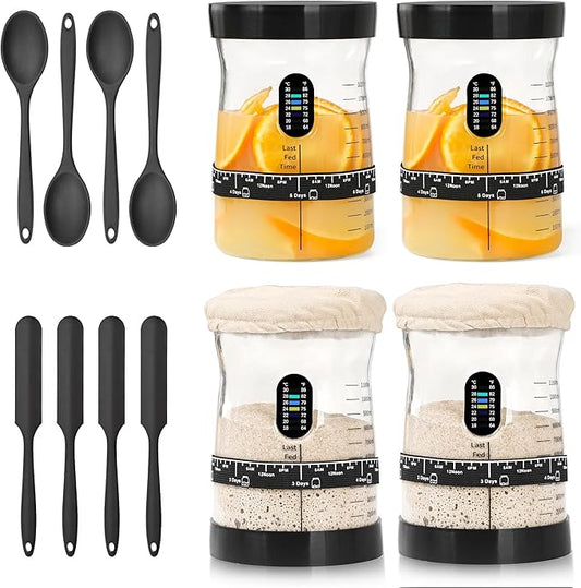 Sourdough Starter Kit -50 Oz Wide Bore and Large Capacity Sourdough Starter Jar- Perfect Sourdough Bread Baking Supplies, Baking Gifts(4 jar)