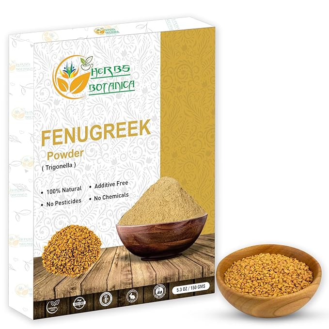 Herbs Botanica Fenugreek Powder Organic 100% Pure & Natural Methi for Hair, Skin, Cooking & Wellness Finely Ground Herbal Powder for DIY Beauty & Seasoning 5.3 oz Resealable Pack