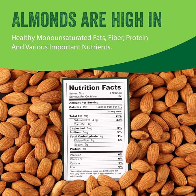 Raw California Almonds 48 oz (3 lbs) | Natural | Whole | Batch Tested Gluten & Peanut Free | No PPO | Non-GMO | No Herbicide | Healthy Protein boost | Premium Quality | for Snacking, Baking, Cooking