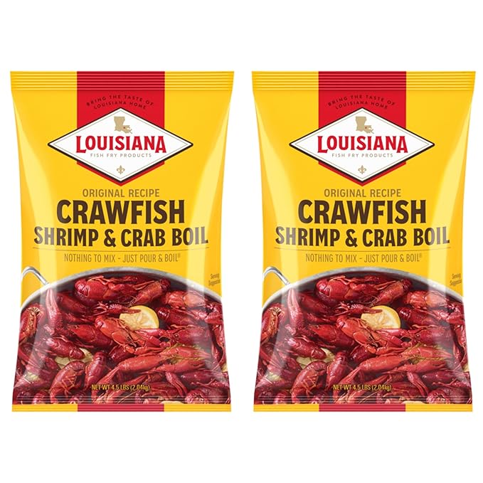 Louisiana Fish Fry Products Crawfish, Shrimp & Crab Boil Seasoning - Spicy & Delicious Seafood Powder Complete Seasoning - Low Salt Cajun Seasoning 4.5 lbs (Pack of 2 Bags)