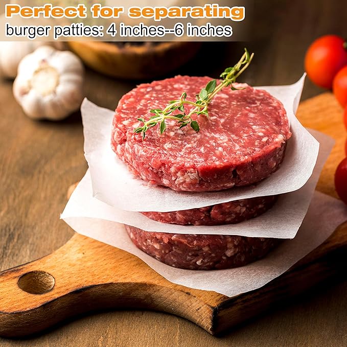 Hamburger Patty Paper, AIMEIKI 300Pcs 6x6 Inch Parchment Paper Sheets for Burger Press, Non Stick Patty Paper Squares for Patty Seperating, Freezing or Candy Wrappers