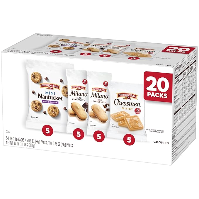 Pepperidge Farm Cookies Variety Pack, Snack Packs, 20 Pk