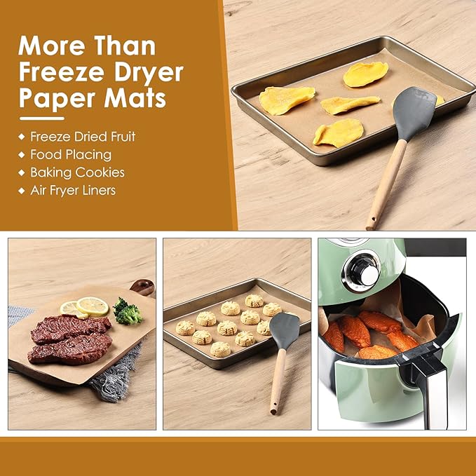 KitchenRaku 200 Pack Parchment Paper For Harvest Right Freeze Dryer Trays, Disposable Accessories for Freeze Dryer Trays, Prevent Food Items From Sticking (13 5/16" x 7", Small)