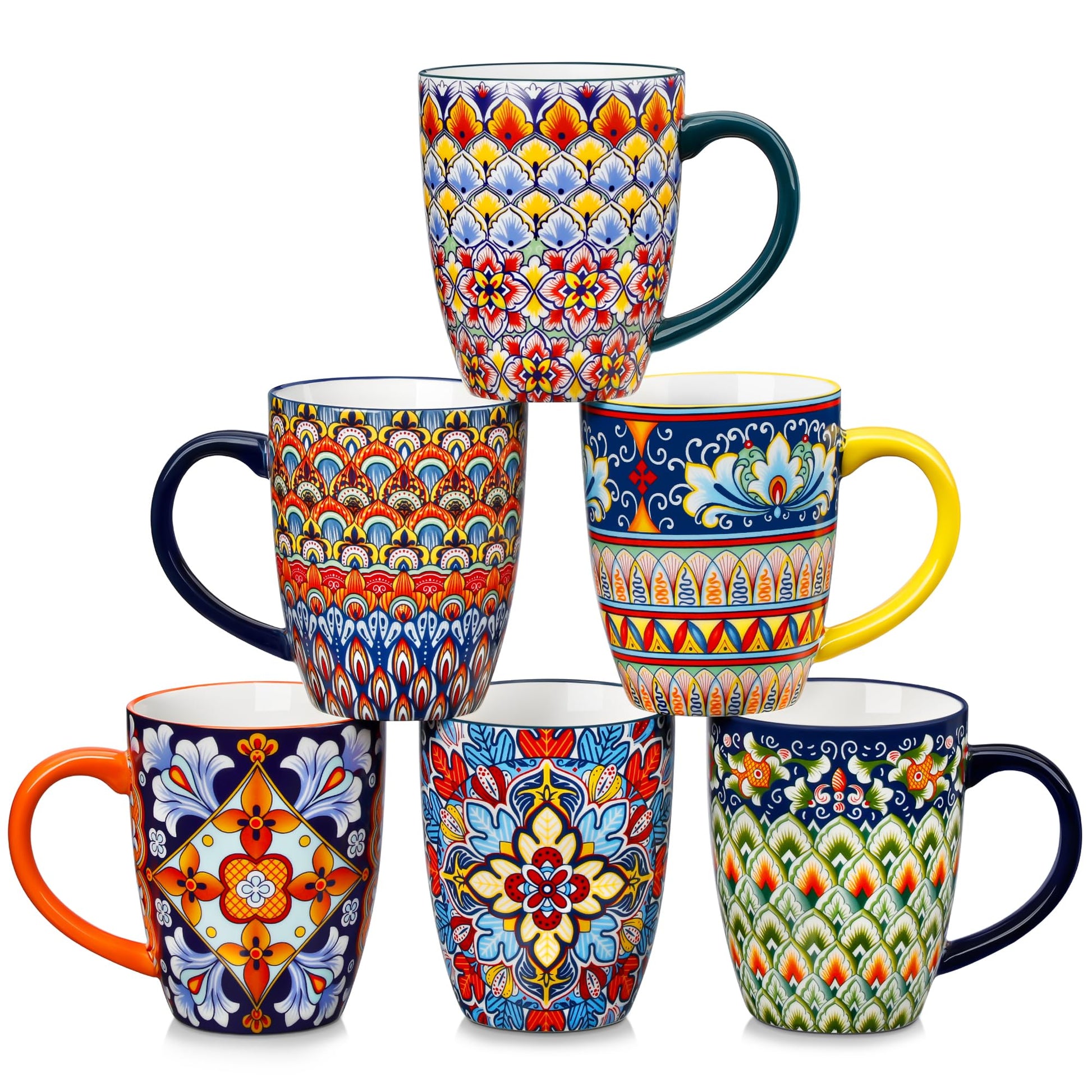 vancasso SIMI 16 oz Large Coffee Mugs Set of 6, Ceramic Cups with Handle