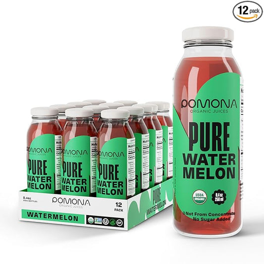 Pomona Organic Juices Pure Watermelon Juice, Cold Pressed Organic Juice, Non-GMO, No Sugar Added