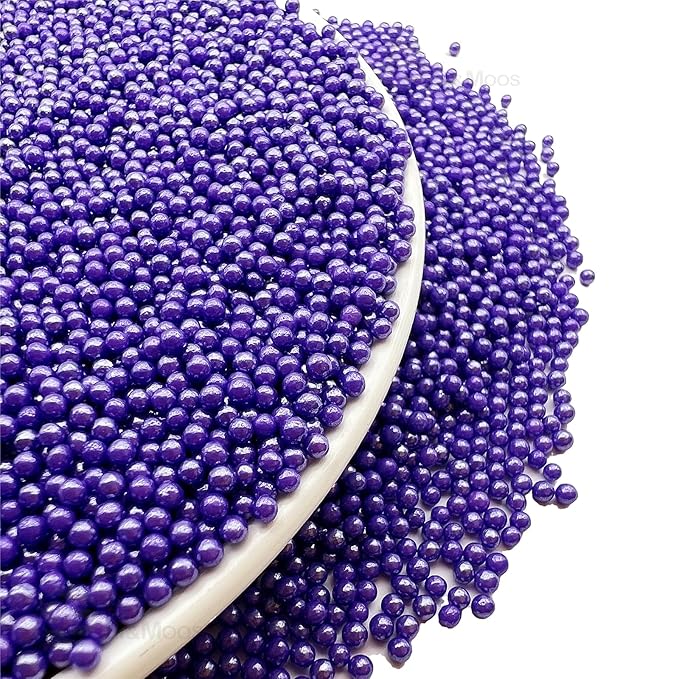 SE Si&Moos Nonpareil Sprinkles, 2mm Purple Mini Edible Pearls Purple Sprinkles for Cake Decorating Lavender Nonpareils Halloween Cookie Decorations Wedding Shower Party Christmas Holiday Supplies 3.5 OZ
