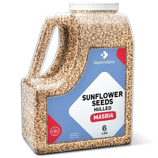 Dependable Foods Hulled Sunflower Seeds ??6 Lb. Bulk Jar - Non-GMO, Kosher, Salt-Free, Seasoning | Nutty Goodness