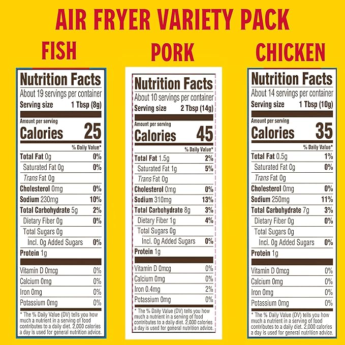 Louisiana Fish Fry Products Louisiana Fish Fry, Air Fry Variety Gift Pack - Chicken, Fish & Pork - 5 oz (Pack of 6)