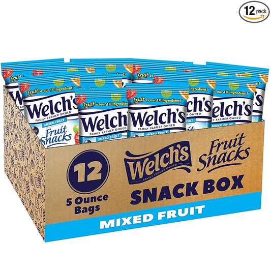 Welch's Fruit Snacks, Mixed Fruit, Perfect for School Lunches, Sharing Size Bags, 5 oz (Pack of 12)