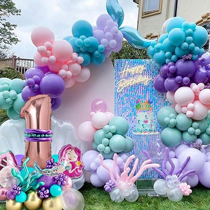 1 Pack Mermaid Cake Topper Happy Birthday Cake Pick Ocean Sea Seahorse Starfish Mermaid Tail Cake Decoration for Summer Baby Shower Kids Birthday Party Supplies Gold