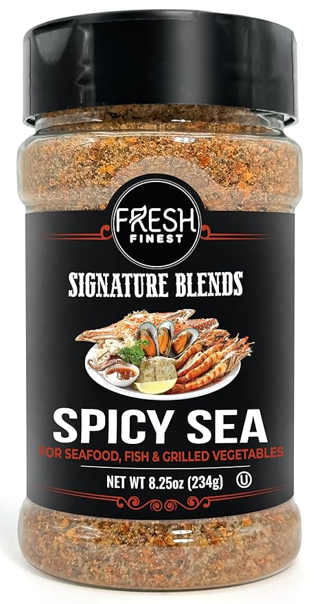 Fresh Finest Spicy Sea Seasoning - 8.25oz (234g) - Oceanic, Authentic, Kosher, All-Natural, Non-GMO, Gluten-Free