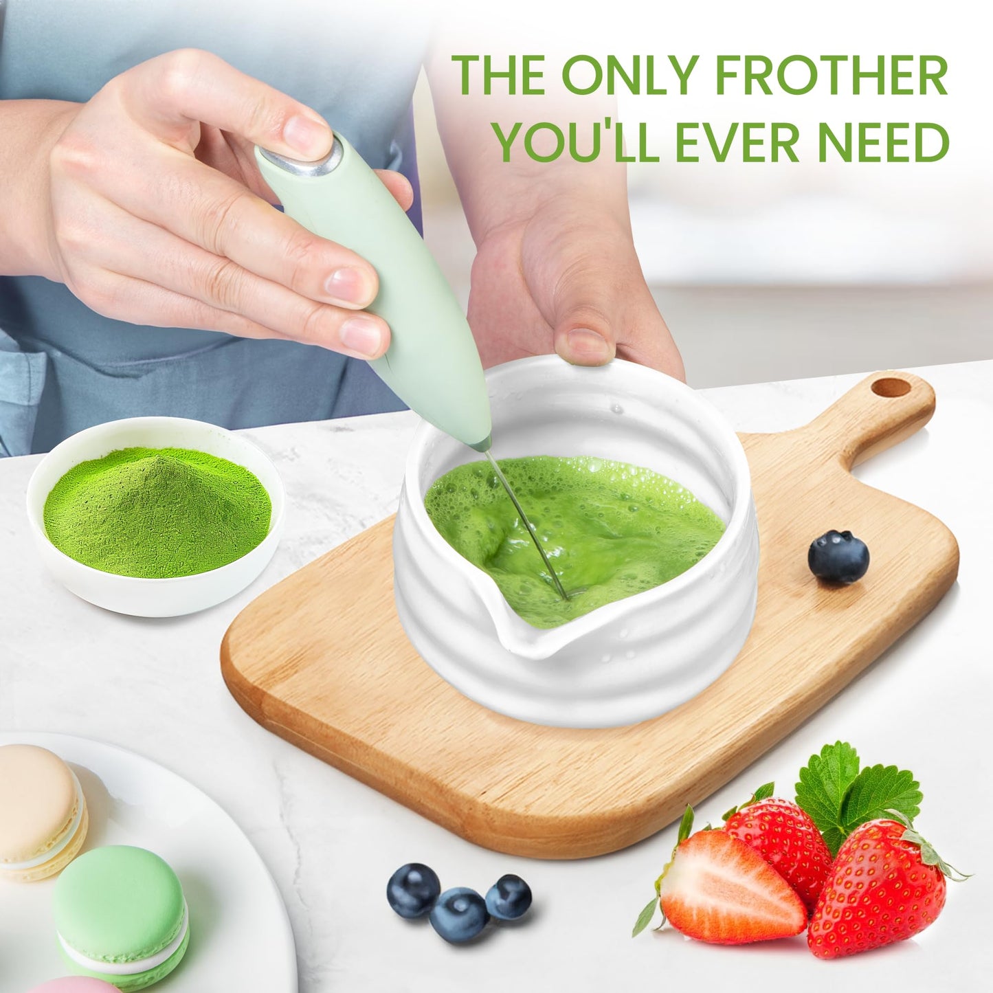 Matcha Whisk Set and Bowl, Matcha Making Kit Whisk, Bowl With Spout, Powder Starter Sifter, Ceramic