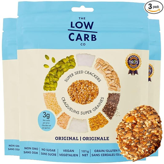 Super Seed Crackers, Gluten Free & Keto Friendly Healthy Snacks, Vegan, Zero Sugar, Paleo & Diabetic Friendly, Nut Free, 20g High Protein, 18g High Fiber, 3.56oz Each, 3-Pack, Original