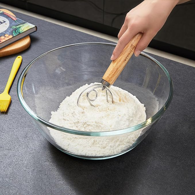 Sourdough Baking Supplies Set of 5, Oval 10 Inch Banneton Bread Proofing Basket with Bread Lame, Danish Dough Whisk with Stainless Steel, Dough Scraper Kit, Bowl Scraper ??Baking Gift Kit